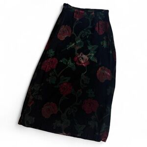 Sigrid Olsen Black and Red Floral midi Skirt